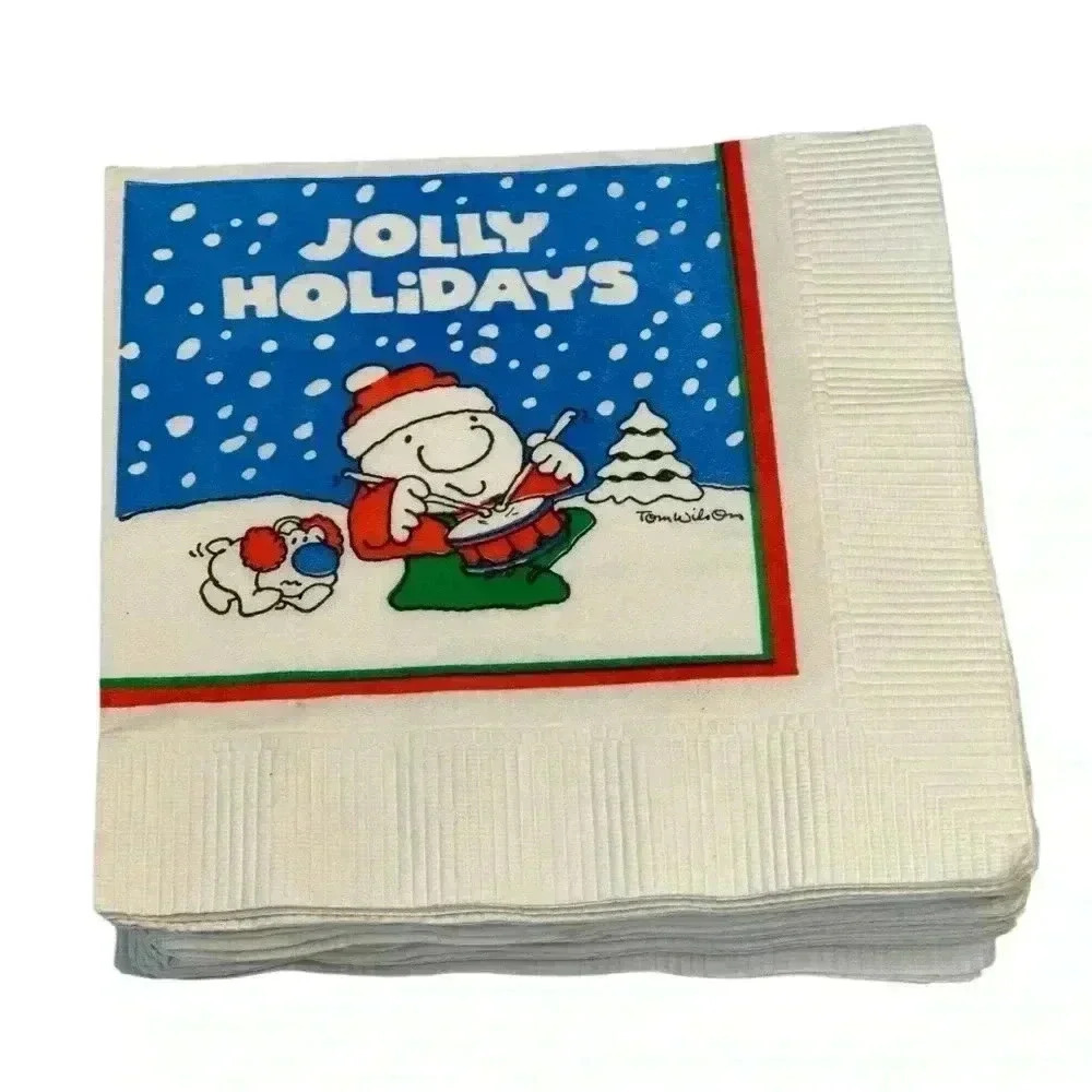 Vintage Ziggy Jolly Holidays Beverage Napkins 10”x10” 22 napkins